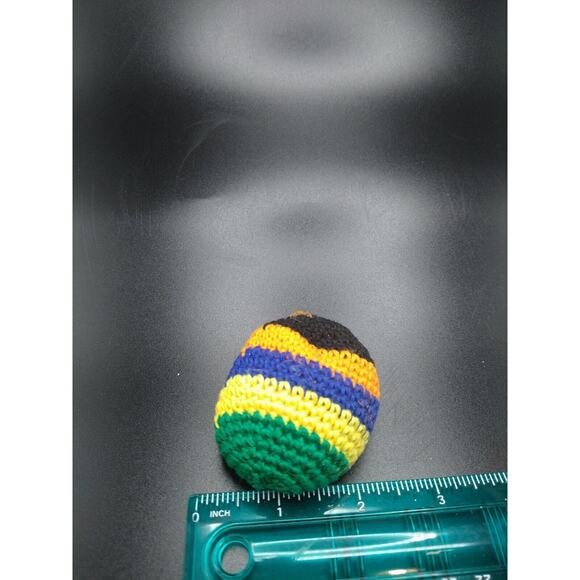 Lot of 5 Vintage 90s Crochet Rainbow Footbags Hacky Sack Style Hippy Bean Bags - Picture 9 of 9